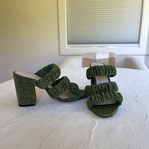 RAYE glittered green sparkly heels